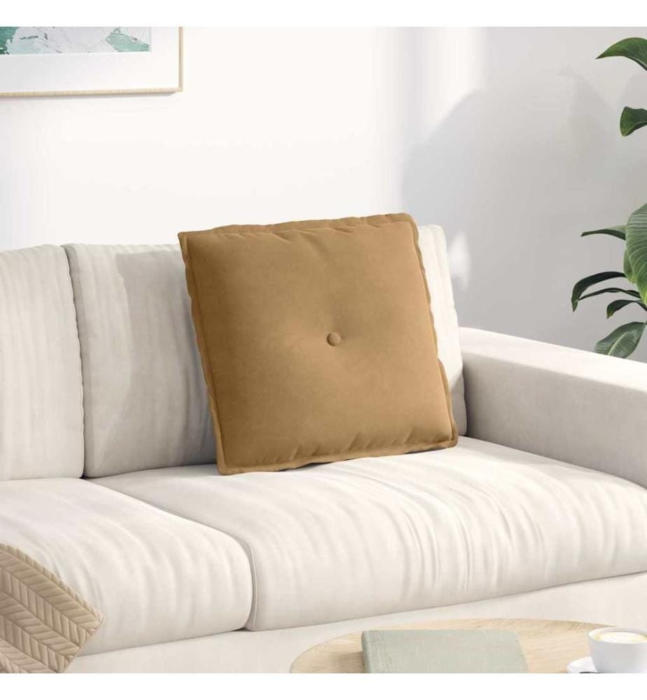 Coussin de Dos Marron 50 x 45 cm Tissu en velours côtelé