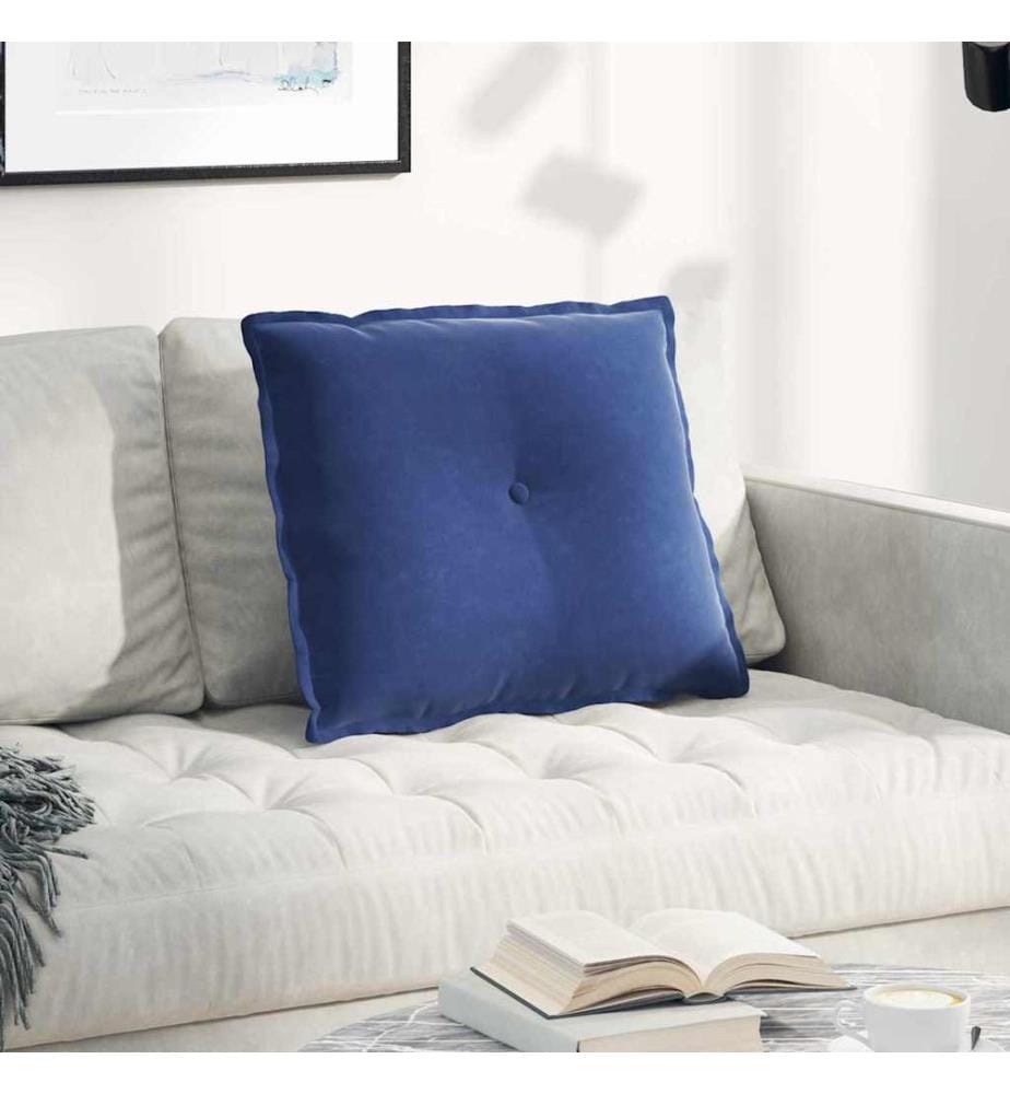 Coussin de Dos Bleu police 60 x 50 cm Tissu en velours côtelé