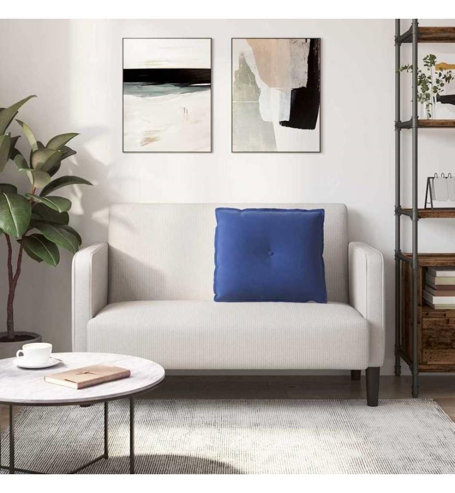Coussin de Dos Bleu police 60 x 50 cm Tissu en velours côtelé