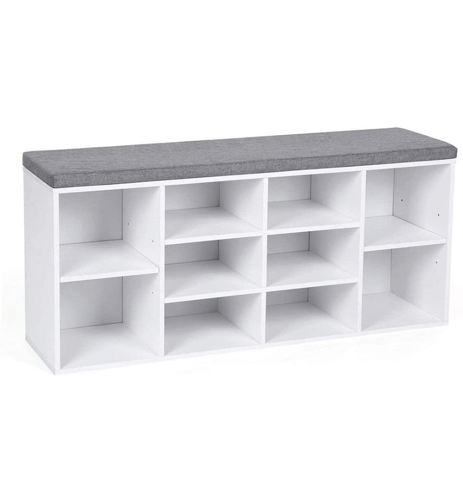 VASAGLE - Schuhregal mit Polster, 104 x 48 cm, Weiss
