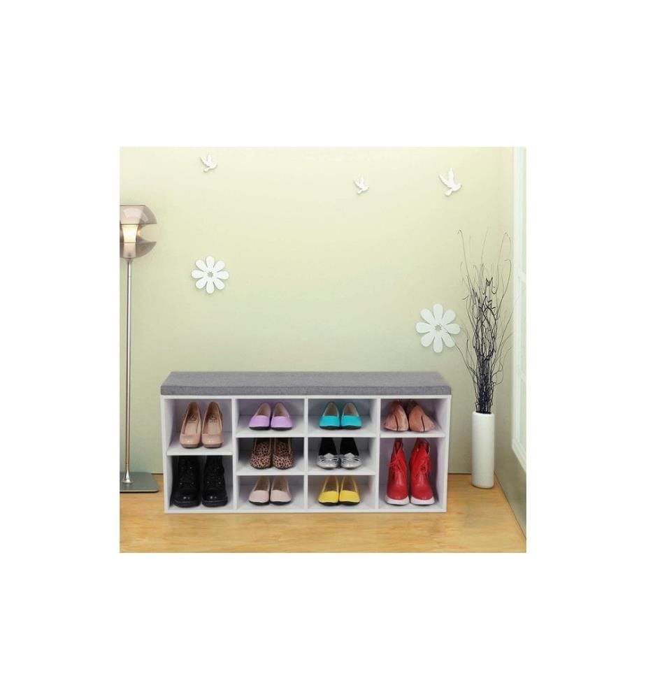 VASAGLE - Schuhregal mit Polster, 104 x 48 cm, Weiss