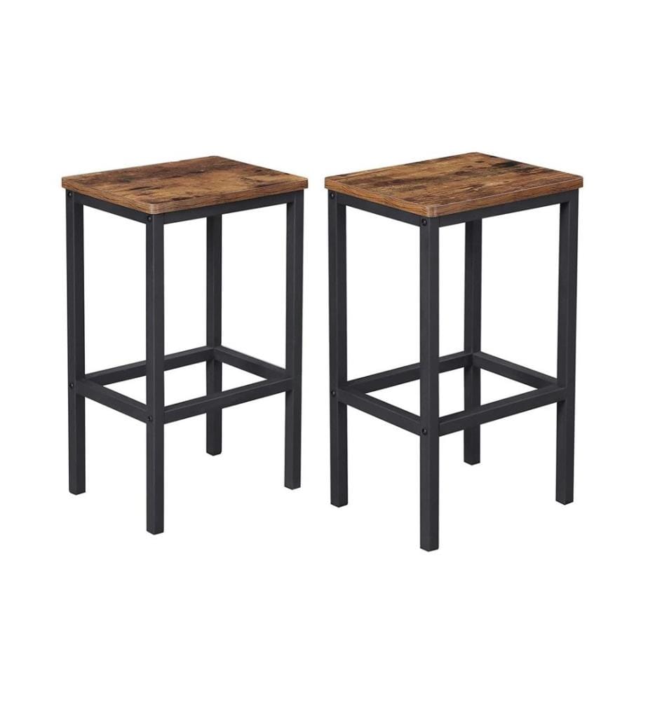 VASAGLE - Tabouret de bar rectangulaire, set de 2 40 x 65 cm, Brun/Noir