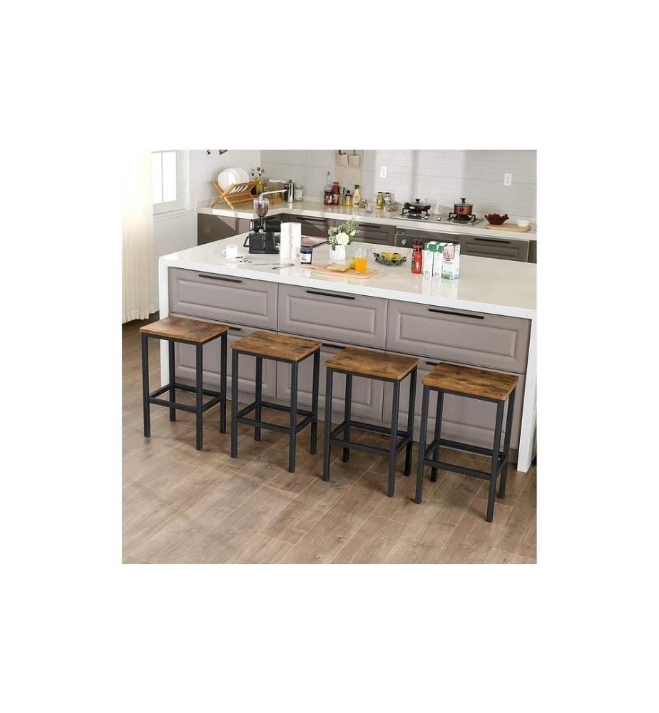 VASAGLE - Tabouret de bar rectangulaire, set de 2 40 x 65 cm, Brun/Noir