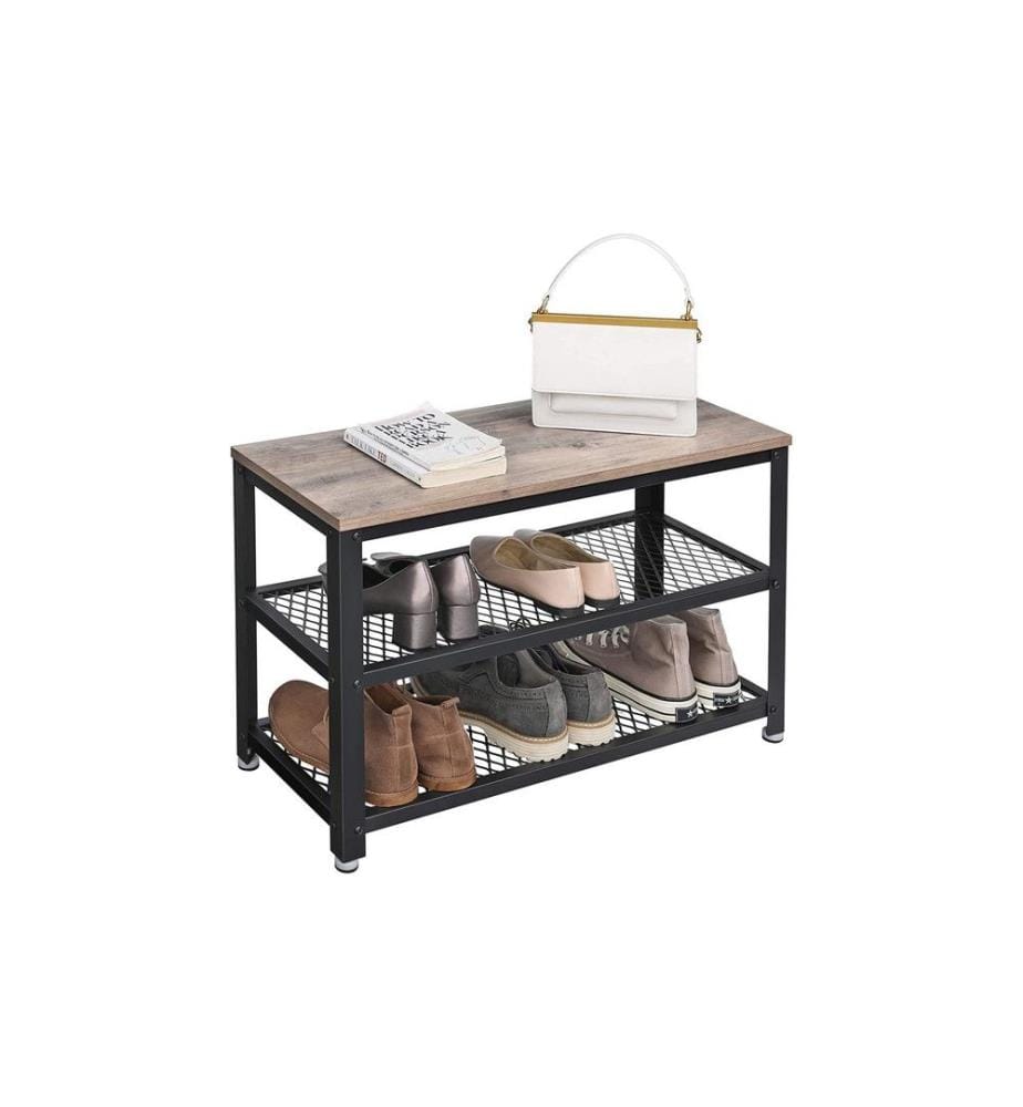 VASAGLE - Schuhregal mit 2 Ablagen 73 x 45 cm, Nature/Schwarz