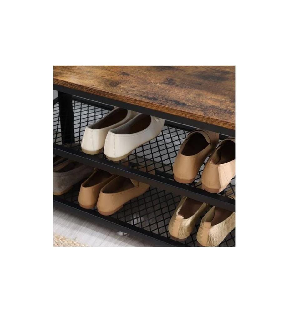 VASAGLE - Schuhregal mit 2 Ablagen 73 x 45 cm, Braun/Schwarz