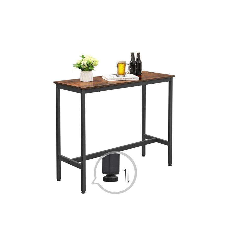 VASAGLE - Table de bar avec structure métallique 100 x 90 cm, Brun/Noir