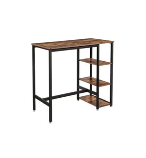 VASAGLE - Table de bar avec 3 étagères 109 x 100 cm, Brun/Noir