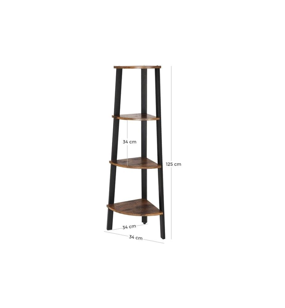 VASAGLE - Regal mit 4 Ebenen 34 x 125 cm, Braun/Schwarz