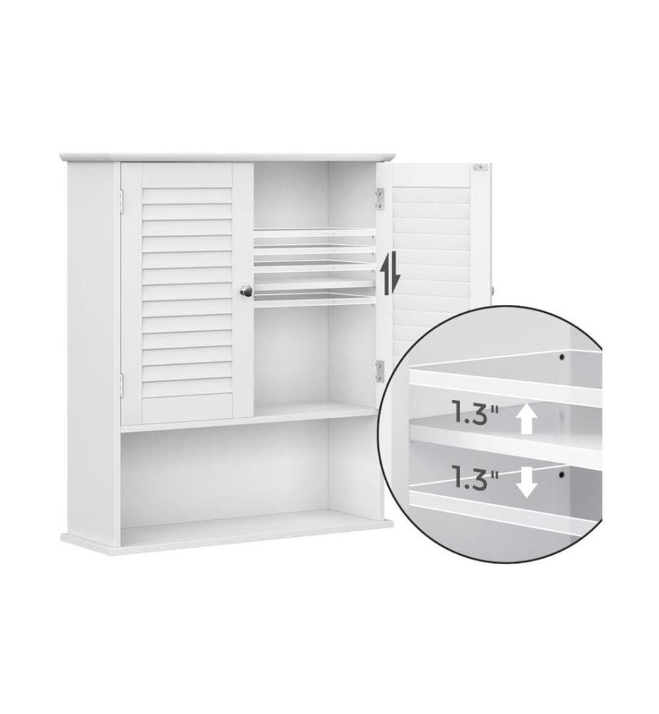 VASAGLE - Badezimmerregal mit Doppeltür 20 x 70 cm, Weiss