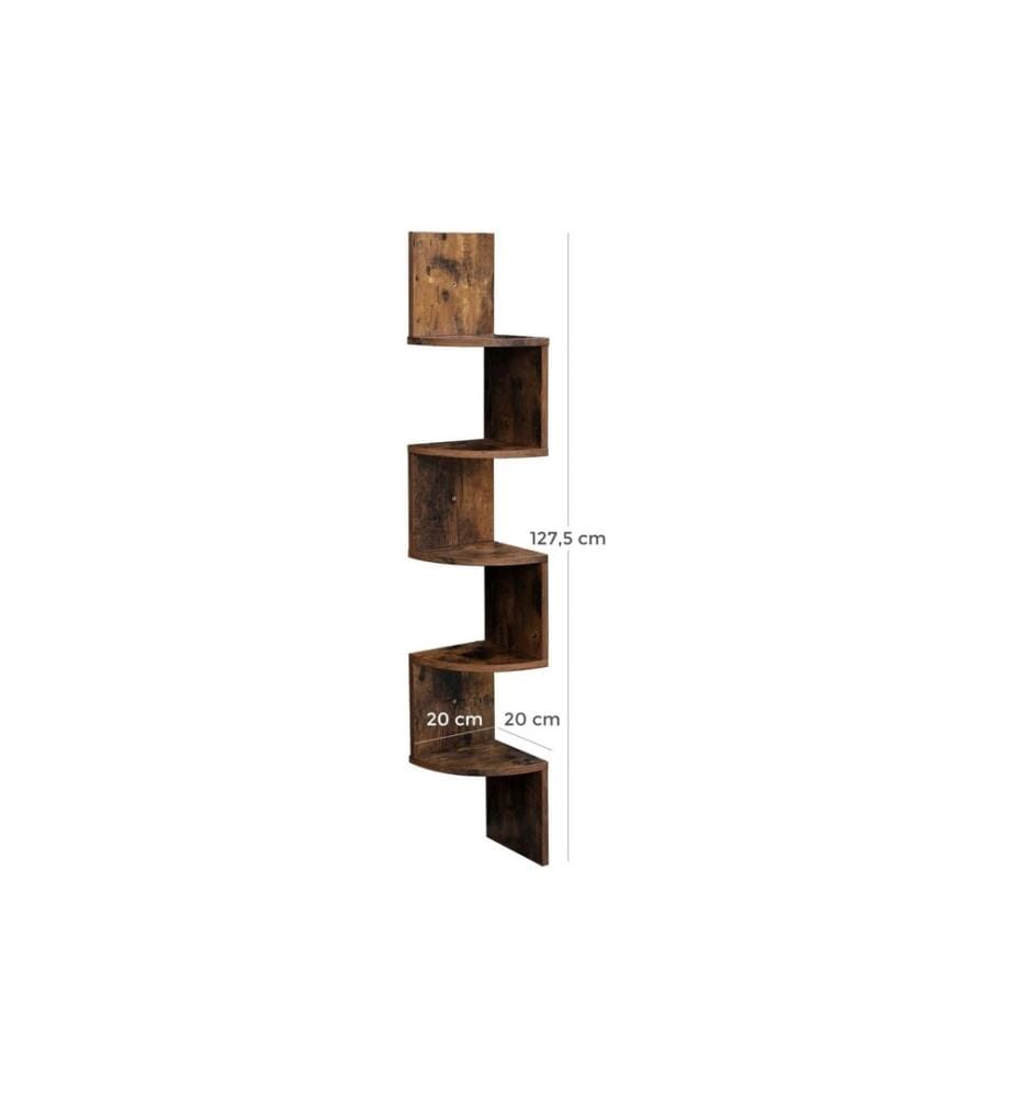 VASAGLE - Wandregal mit 5 Ebenen 20 x 127.5 cm, Braun