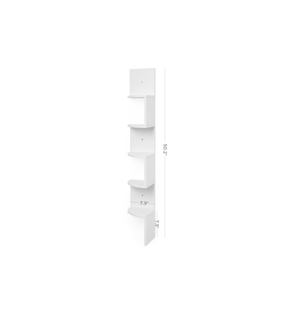 VASAGLE - Wandregal mit 5 Ebenen 20 x 127.5 cm, Weiss
