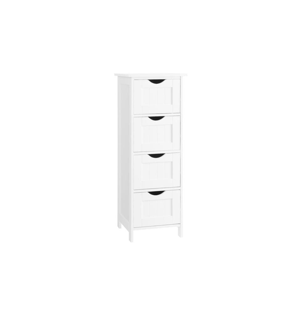 VASAGLE - Badezimmerregal mit 4 Schubladen 30 x 82 cm, Weiss