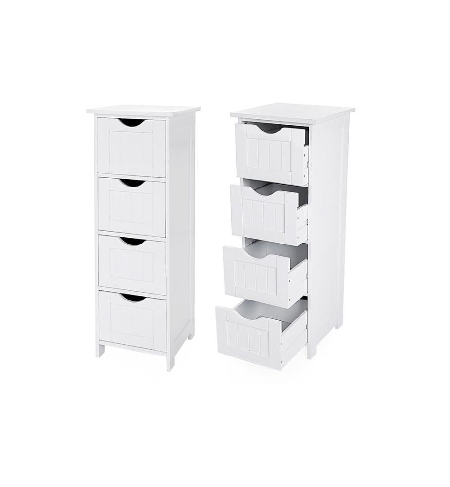 VASAGLE - Badezimmerregal mit 4 Schubladen 30 x 82 cm, Weiss
