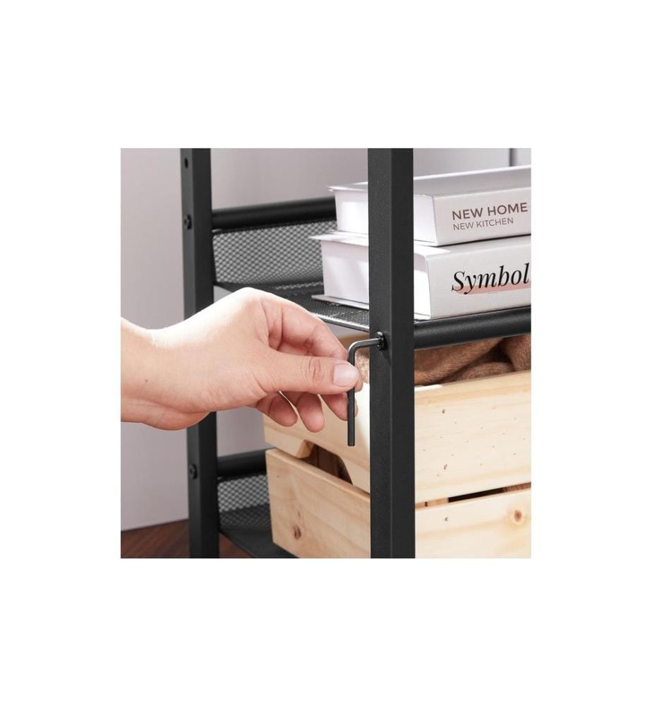 VASAGLE - Beistelltisch mit 2 Gitterablagen 40 x 55 cm, Braun/Schwarz