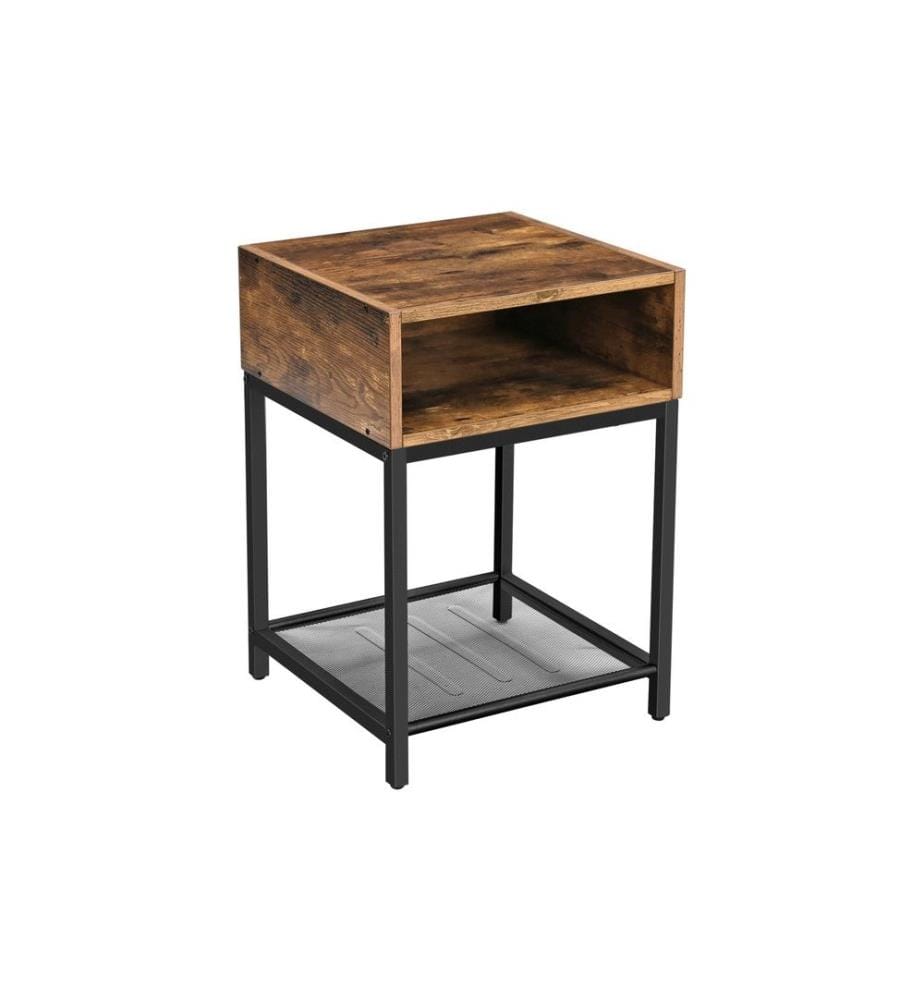 VASAGLE - Table d'appoint avec compartiment ouvert 40 x 58 cm, Brun/Noir