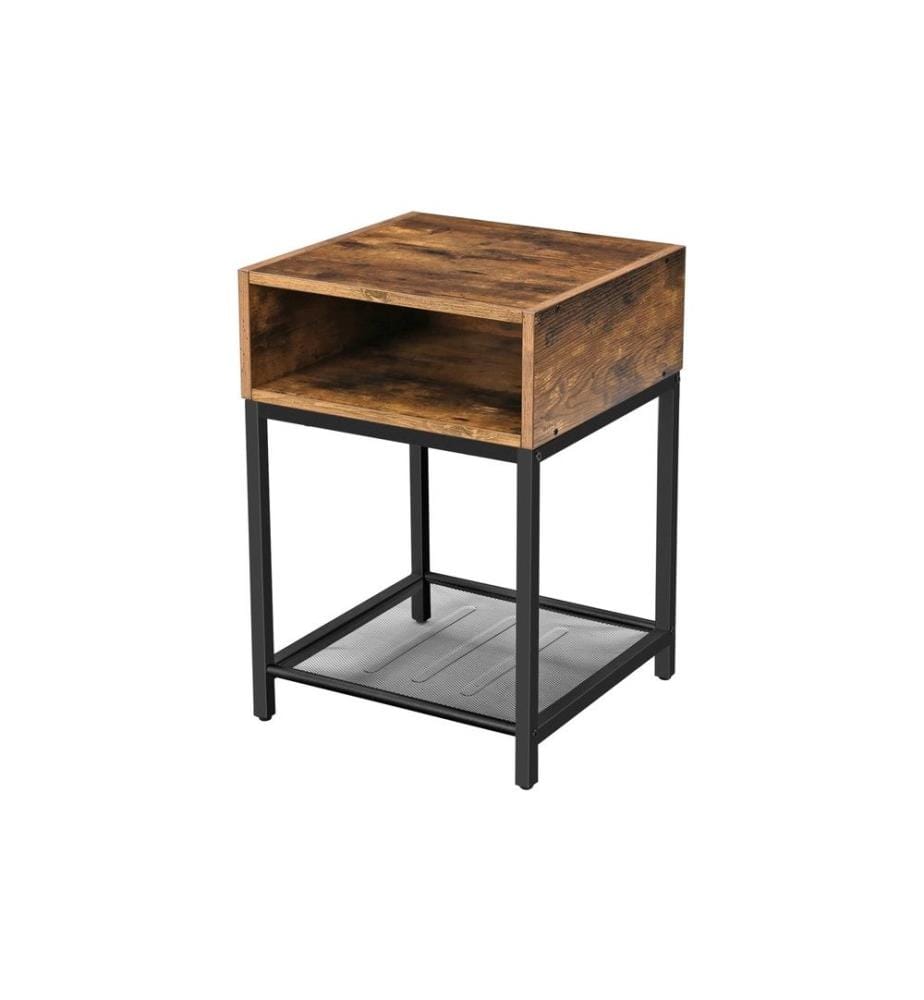 VASAGLE - Table d'appoint avec compartiment ouvert 40 x 58 cm, Brun/Noir