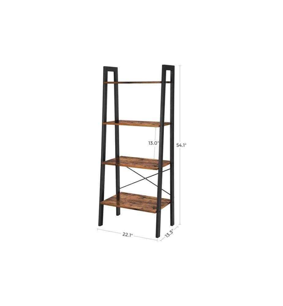VASAGLE - Regal mit 4 Ebenen 56 x 137.5 cm, Braun/Schwarz