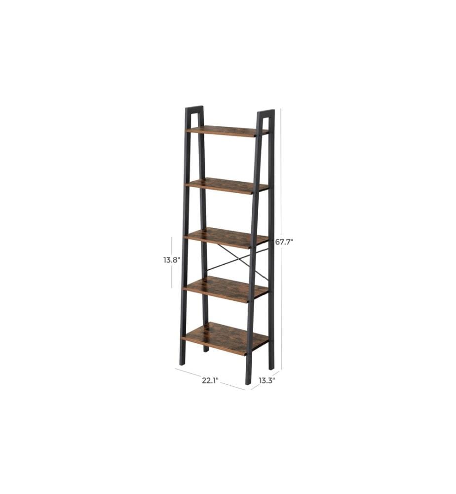 VASAGLE - Regal mit 5 Ebenen 56 x 172 cm, Braun/Schwarz