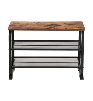 VASAGLE - Étagère à chaussures avec banc en bois 66 x 47.5 cm, Brun/Noir