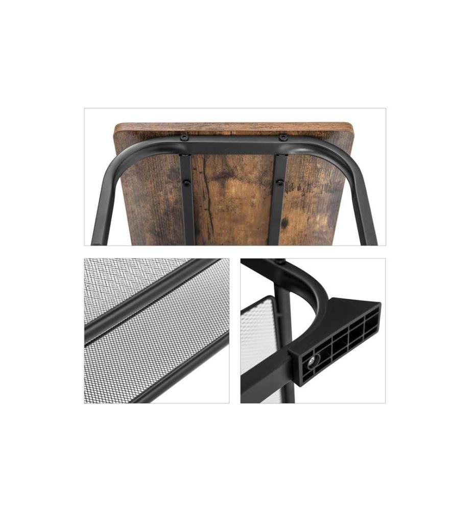 VASAGLE - Schuhregal mit Holzbank 66 x 47.5 cm, Braun/Schwarz