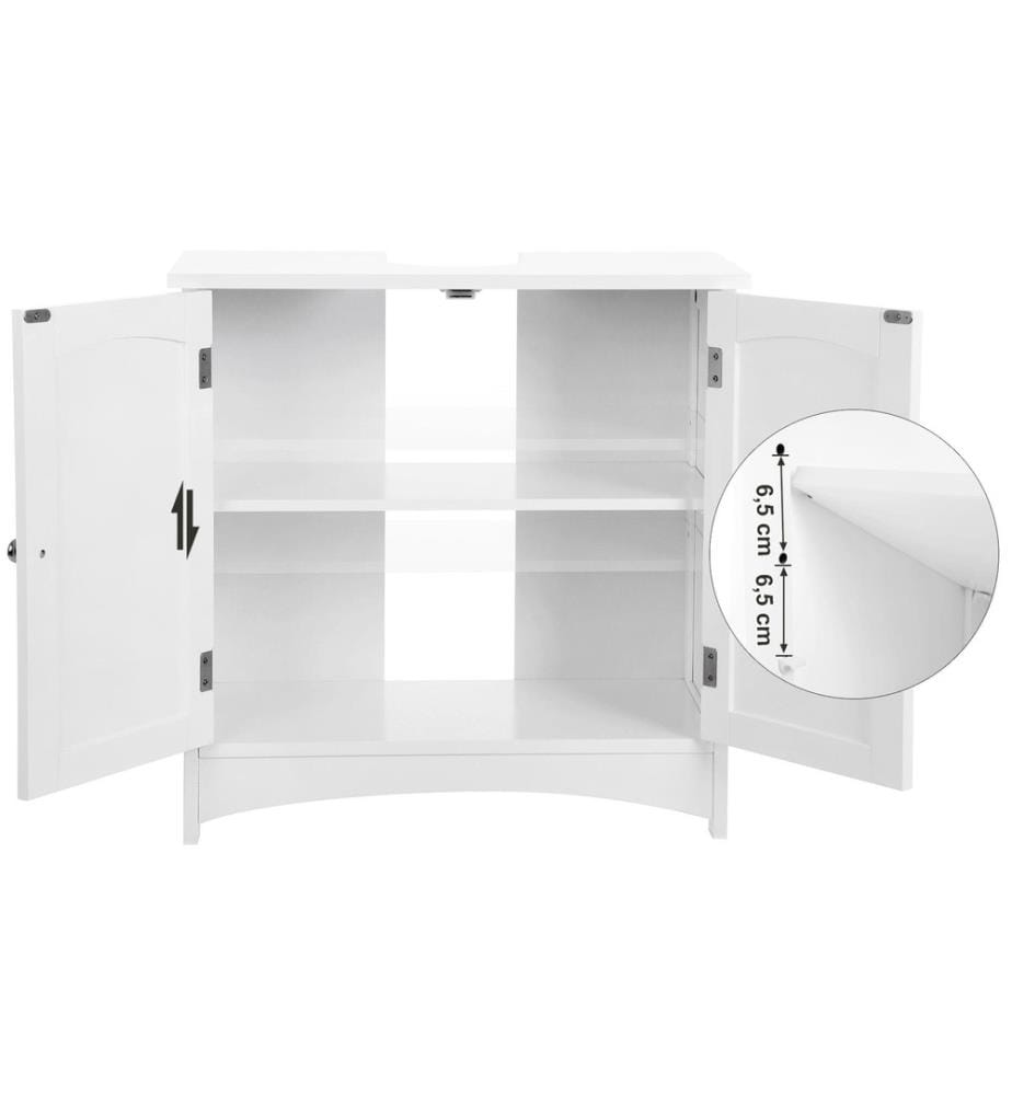 VASAGLE - Meuble sous lavabo avec double porte 60 x 60 cm, Blanc