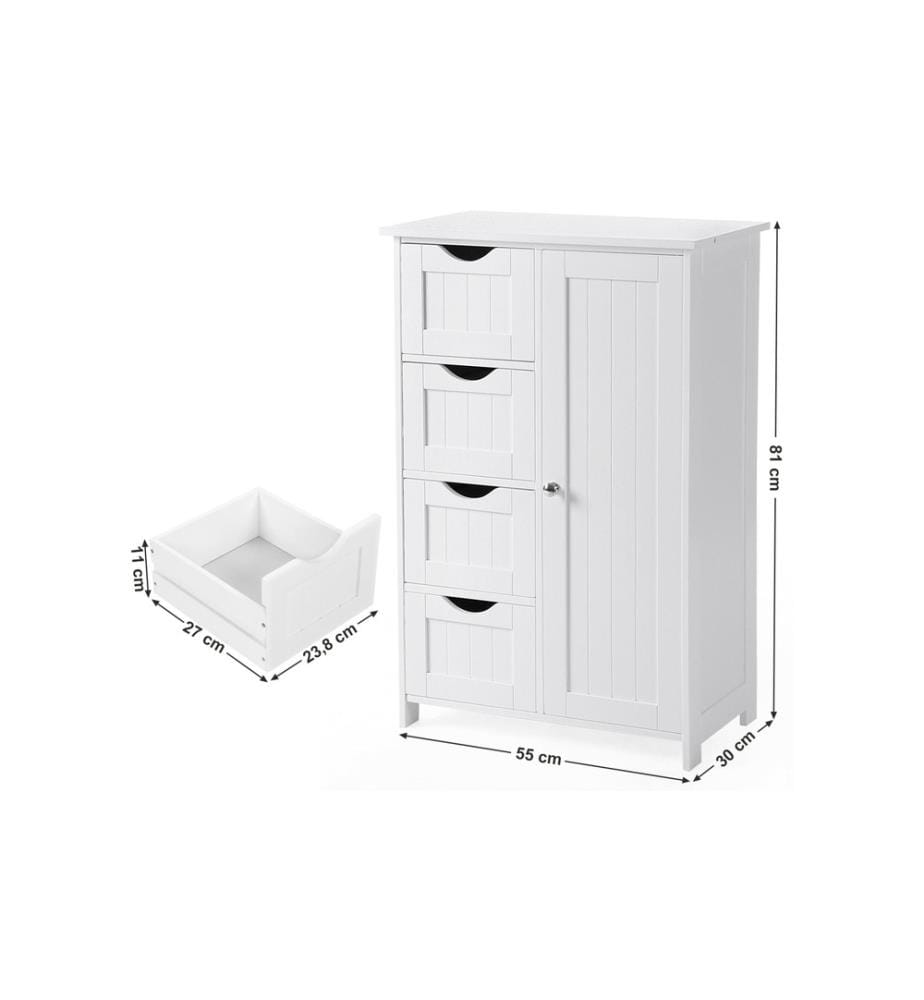 VASAGLE - Commode 55 x 81 cm, Blanc
