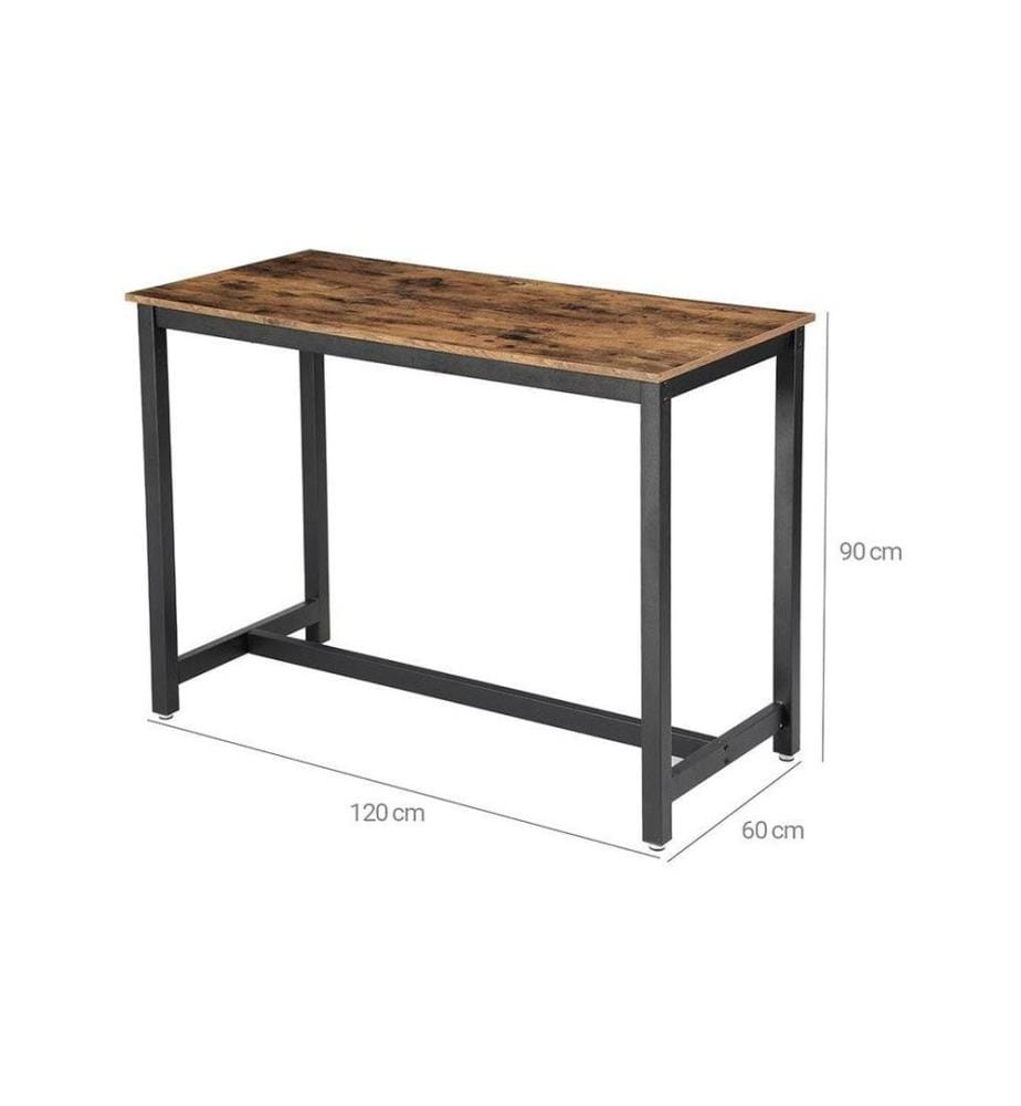 VASAGLE - Table de bar avec structure métallique 120 x 90 cm, Brun/Noir