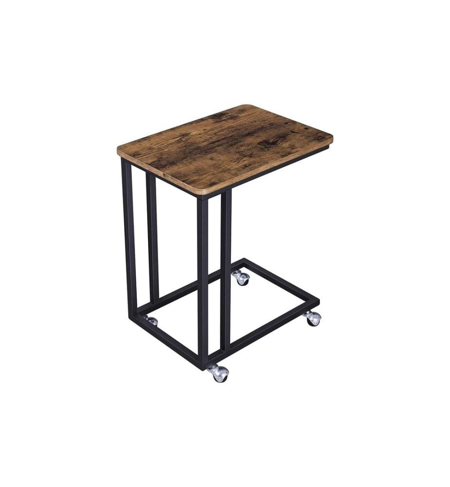 VASAGLE - Table d'appoint sur roulettes 35 x 55 cm, Brun/Noir
