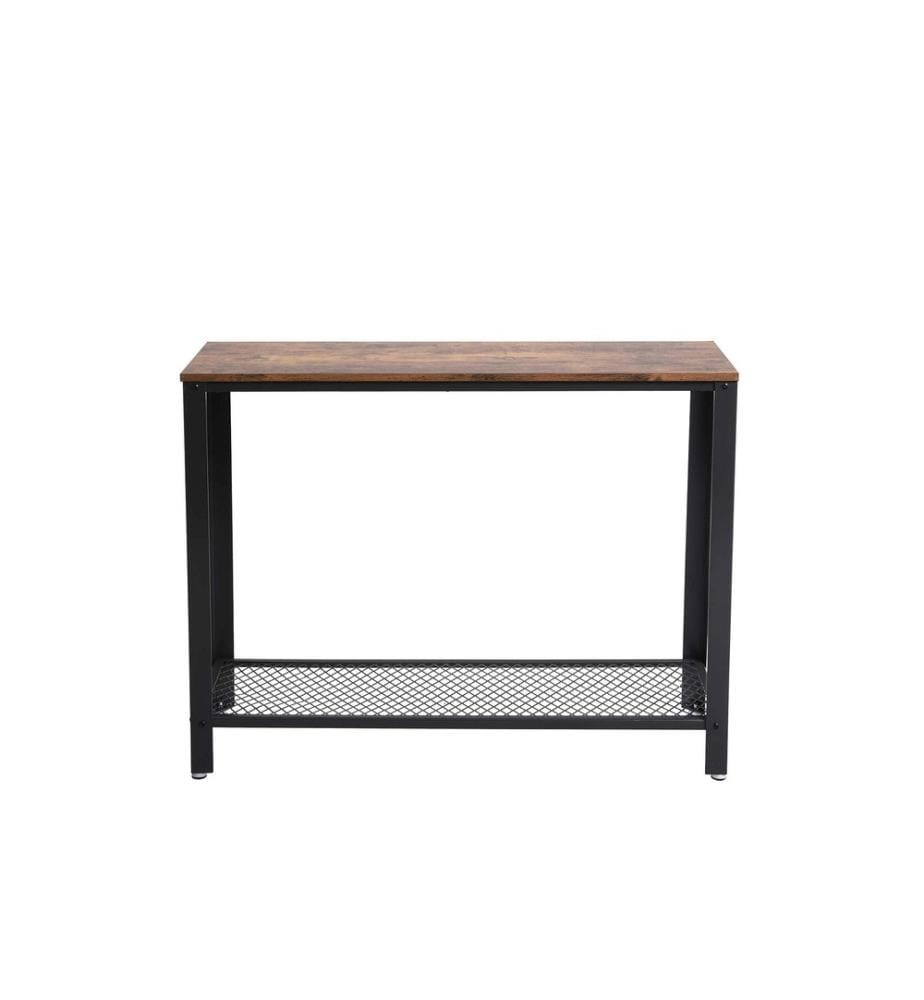 VASAGLE - Konsolentisch mit Gitterablage 101.5 x 80 cm, Braun/Schwarz