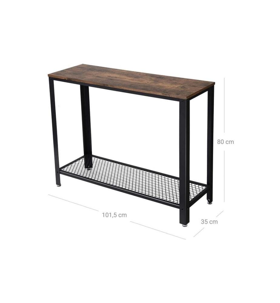 VASAGLE - Konsolentisch mit Gitterablage 101.5 x 80 cm, Braun/Schwarz