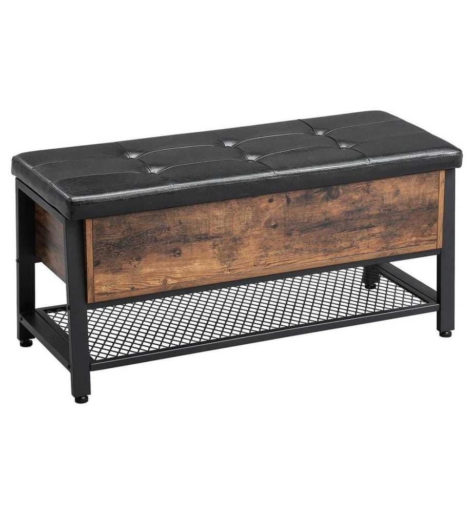VASAGLE - Coffre-siège avec espace de rangement 100 x 47 cm, Brun/Noir