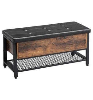 VASAGLE - Coffre-siège avec espace de rangement 100 x 47 cm, Brun/Noir