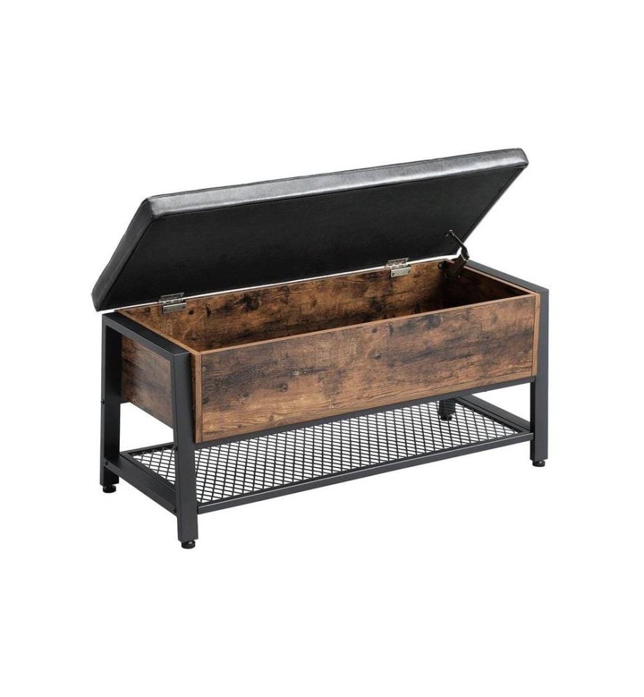 VASAGLE - Coffre-siège avec espace de rangement 100 x 47 cm, Brun/Noir