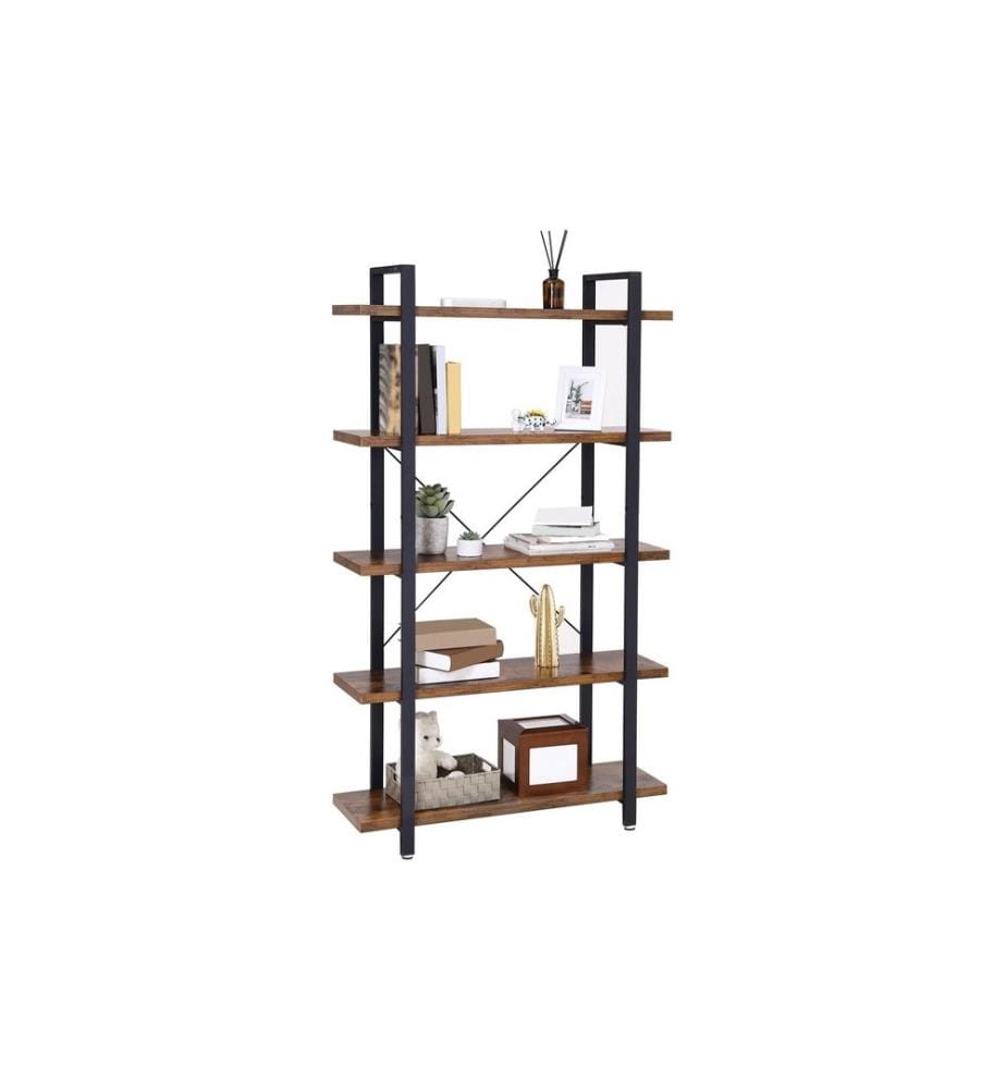 VASAGLE - Regal mit 5 Ebenen 105 x 177.5 cm, Braun/Schwarz