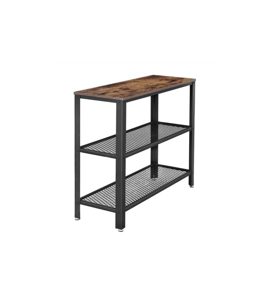 VASAGLE - Konsolentisch mit 3 Ablagen 101.5 x 80 cm, Braun/Schwarz