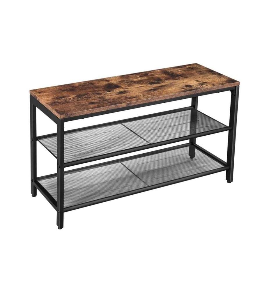 VASAGLE - Schuhregal mit 2 Ablagen 30 x 44.5 cm, Braun/Schwarz