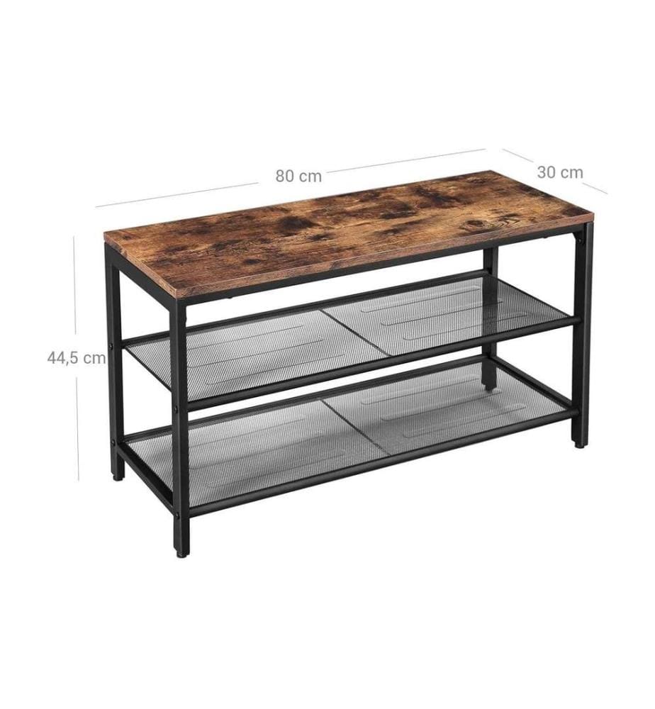 VASAGLE - Schuhregal mit 2 Ablagen 30 x 44.5 cm, Braun/Schwarz