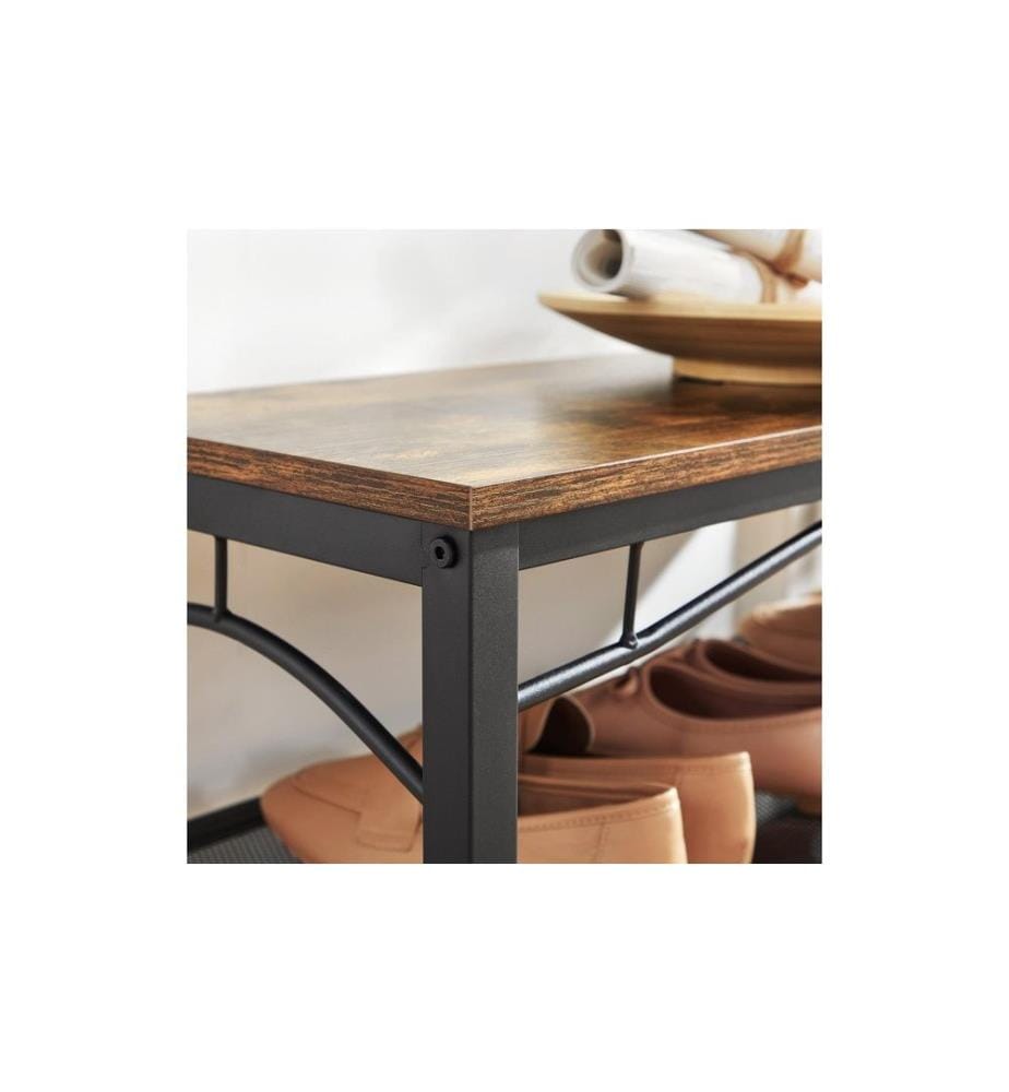 VASAGLE - Garderobe mit Schuhregal 178.5 cm, Braun/Schwarz