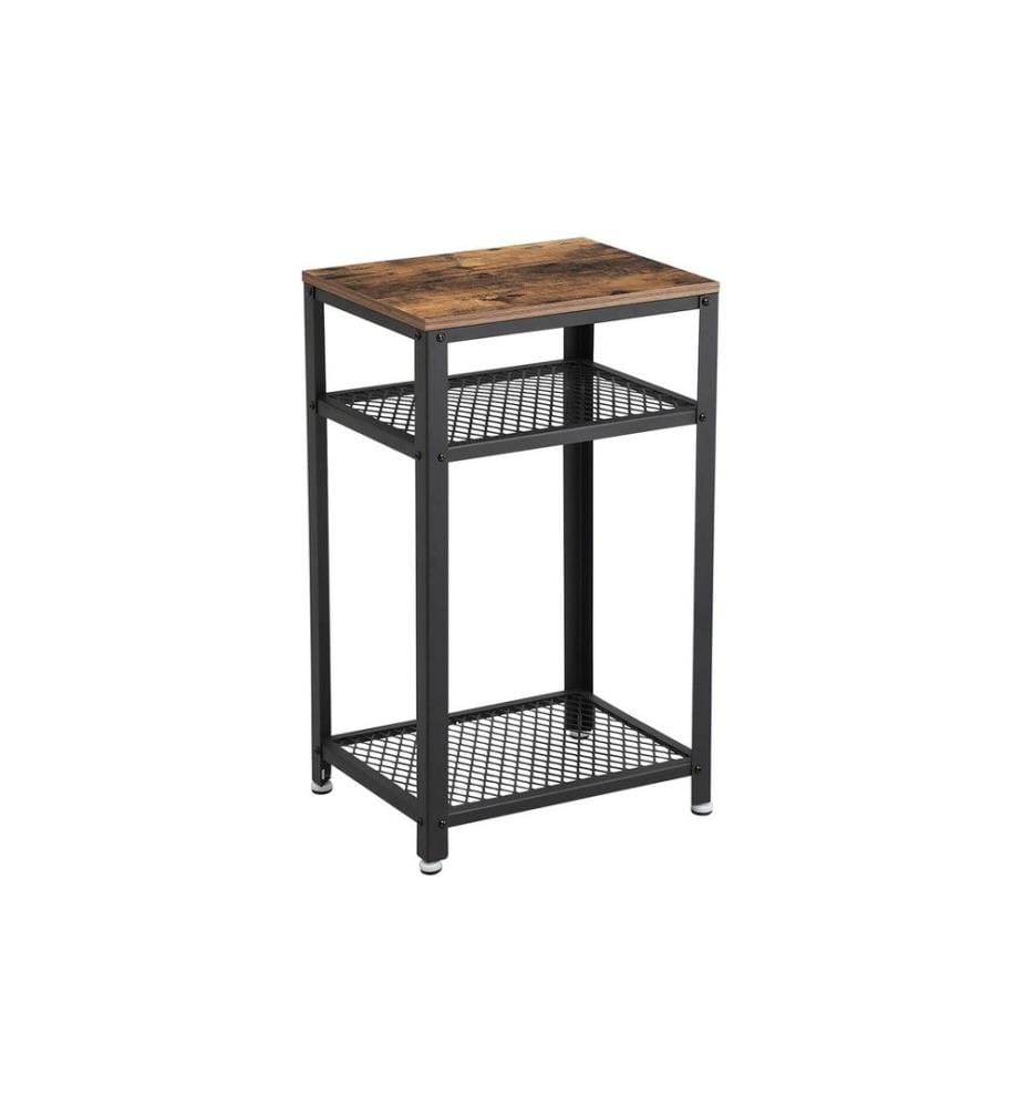 VASAGLE - Beistelltisch Mit 2 Gitterablagen 40 x 75 cm, Braun/Schwarz