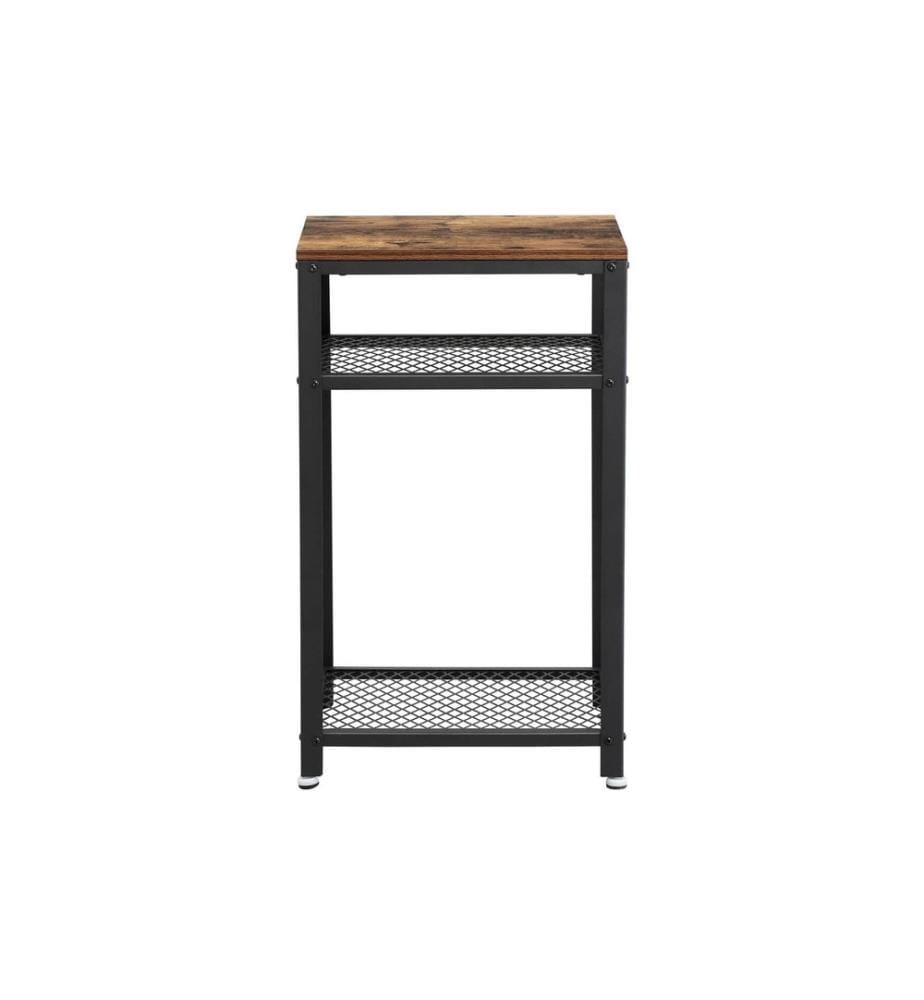 VASAGLE - Beistelltisch Mit 2 Gitterablagen 40 x 75 cm, Braun/Schwarz
