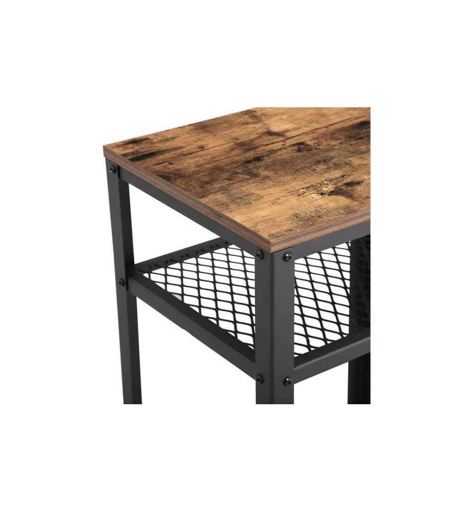 VASAGLE - Beistelltisch Mit 2 Gitterablagen 40 x 75 cm, Braun/Schwarz