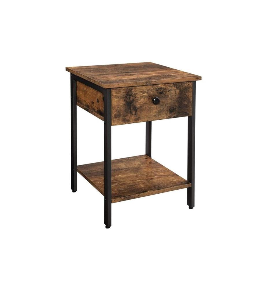VASAGLE - Table d'appoint avec tiroir 40 x 55 cm, Brun/Noir