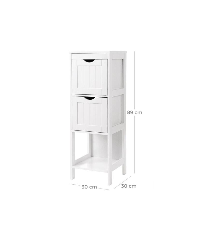 VASAGLE - Regal mit 2 Schubladen 30 x 89 cm, Weiss
