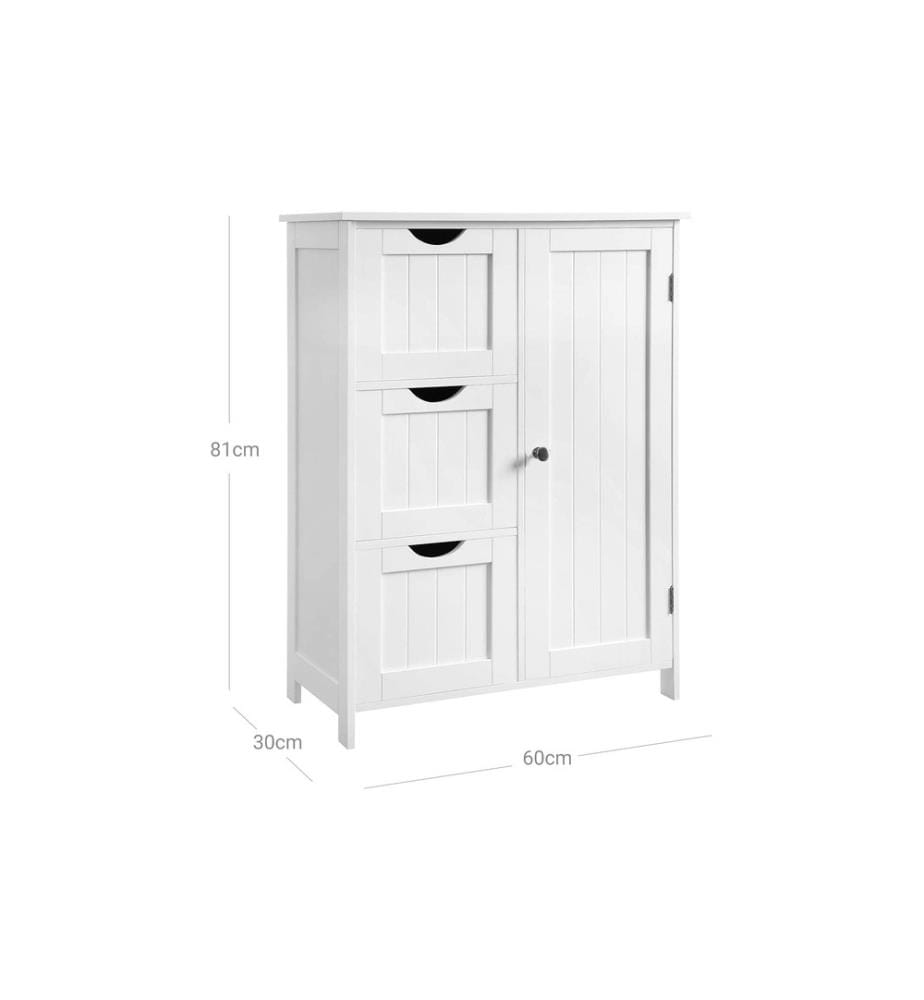 VASAGLE - Commode avec 3 tiroirs 60 x 81 cm, Blanc