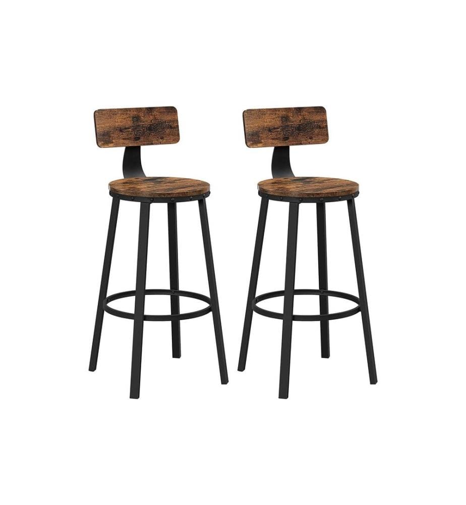 VASAGLE - Tabouret de bar Lot de 2 54 x 99 cm, Brun/Noir