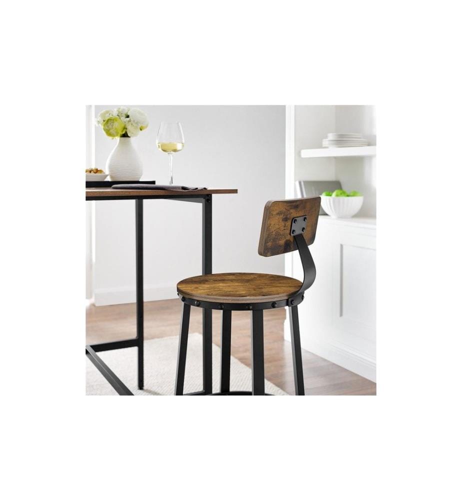 VASAGLE - Tabouret de bar Lot de 2 54 x 99 cm, Brun/Noir