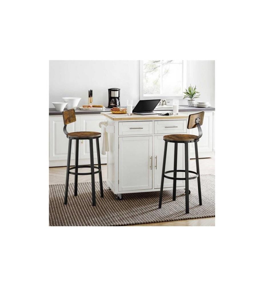 VASAGLE - Tabouret de bar Lot de 2 54 x 99 cm, Brun/Noir