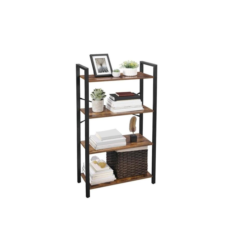 VASAGLE - Regal mit 4 Ebenen 66 x 120 cm, Braun/Schwarz