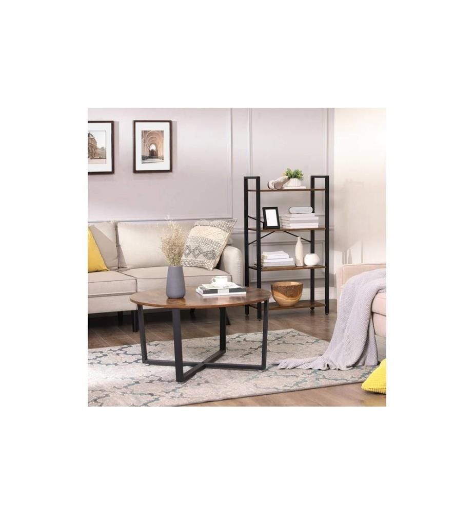 VASAGLE - Regal mit 4 Ebenen 66 x 120 cm, Braun/Schwarz