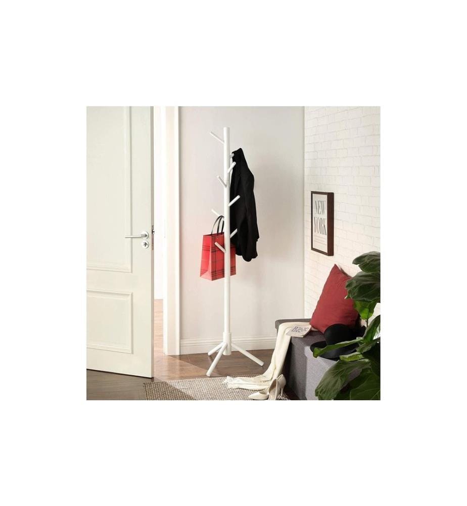 VASAGLE - Porte-manteau avec 8 crochets 175 cm, Blanc